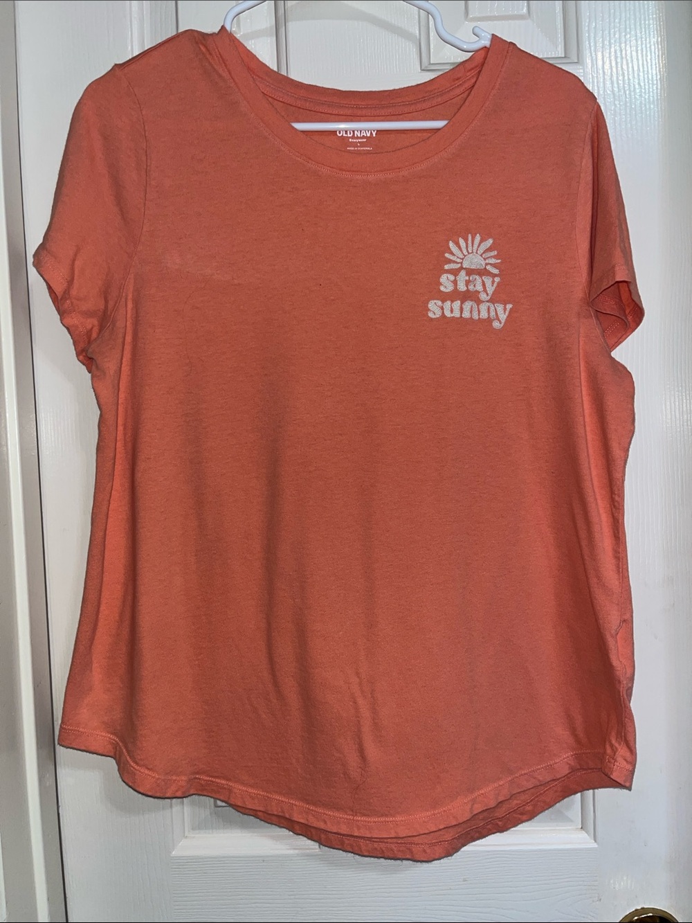 Old Navy Orange Short-Sleeve Tee with "Stay Sunny" Graphic